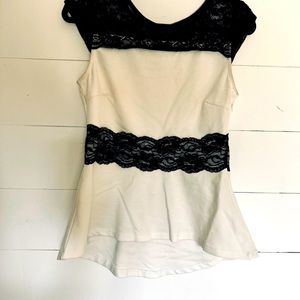 lace black and white blouse top